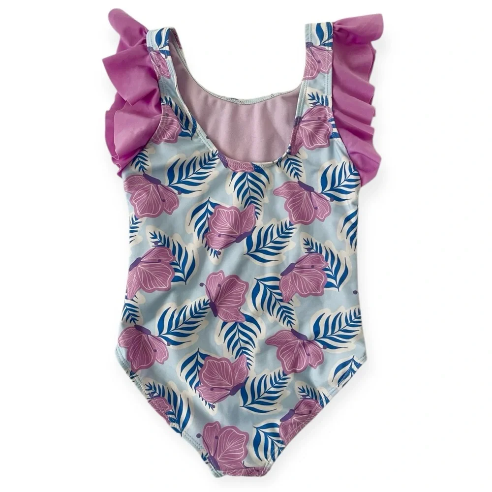 Disney Encanto Mirabel Girls One Piece Swim Suit With Ruffle Sleeves Size 7/8